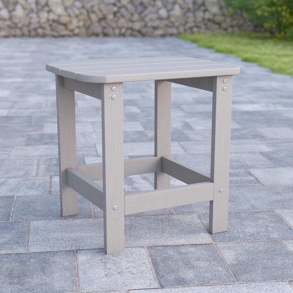 Flash Furniture Charlestown All-Weather Poly Resin Wood Adirondack Side Table in Gray JJ-T14001-GY-GG - main